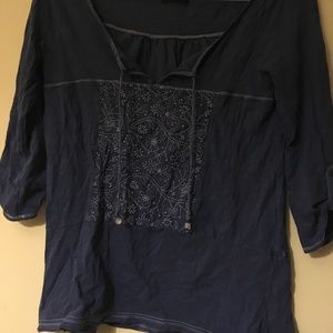AE cornflower blue peasant top